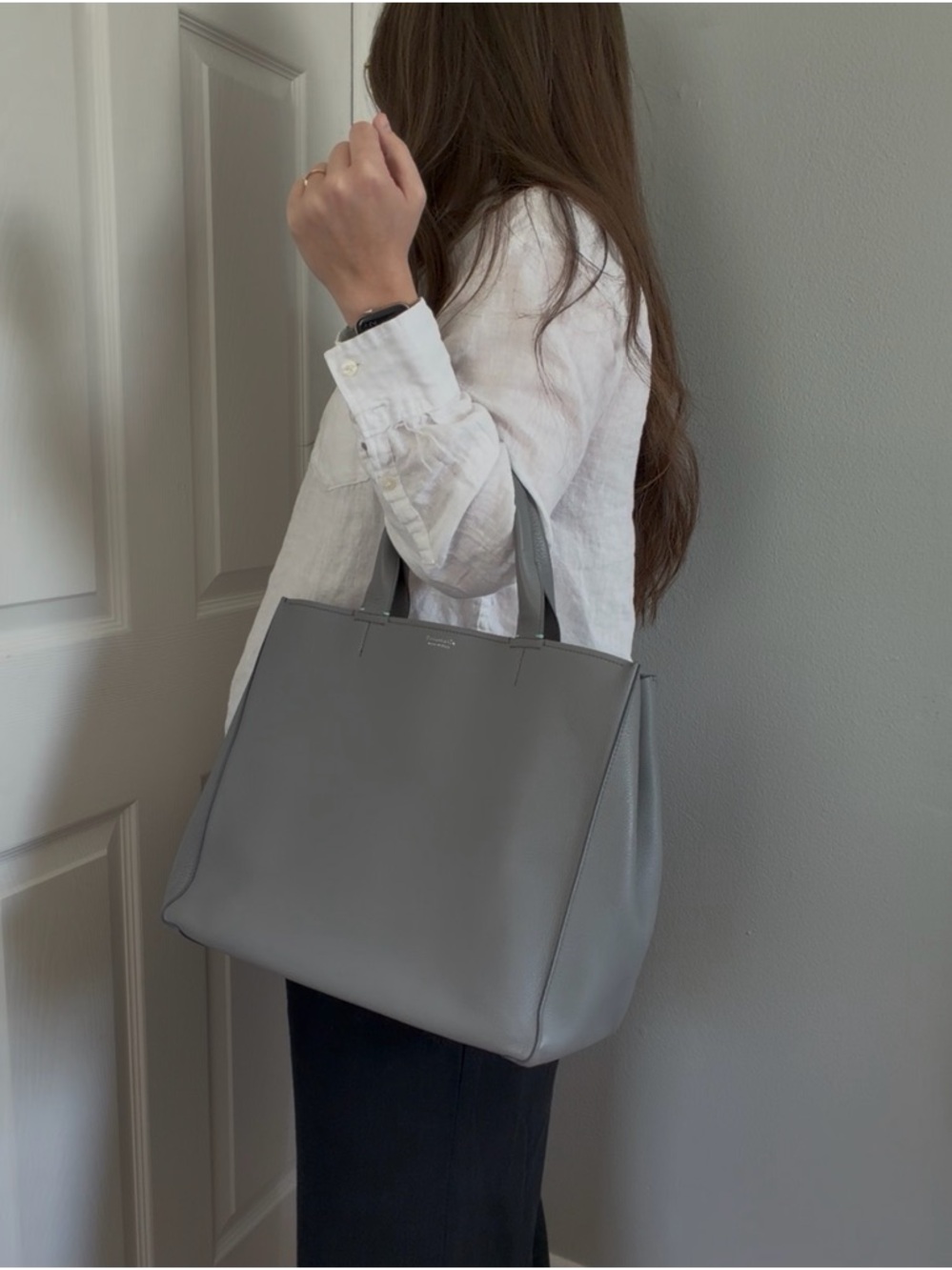 Tiffany & Co. Gray Leather Tote with Beige Strap - Picture 10 of 16